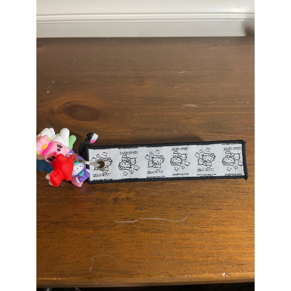 Sanrio Hello Kitty Woven Strap Keychain with Kuromi My Melody Cinnamoroll Charms